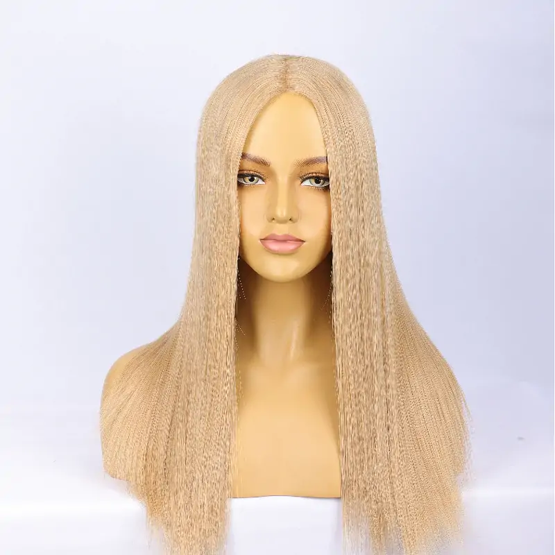 Natural looking hand tied Mono wig with Blonde color Straight Human Hair